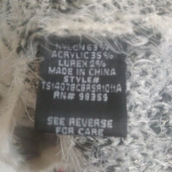 Chevron Fuzzy Knit Sweater Dress by Love & Blind Gray & White Longline Pullover - Picture 2 of 8